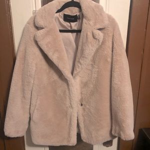 Pale Pink Faux Fur Jacket